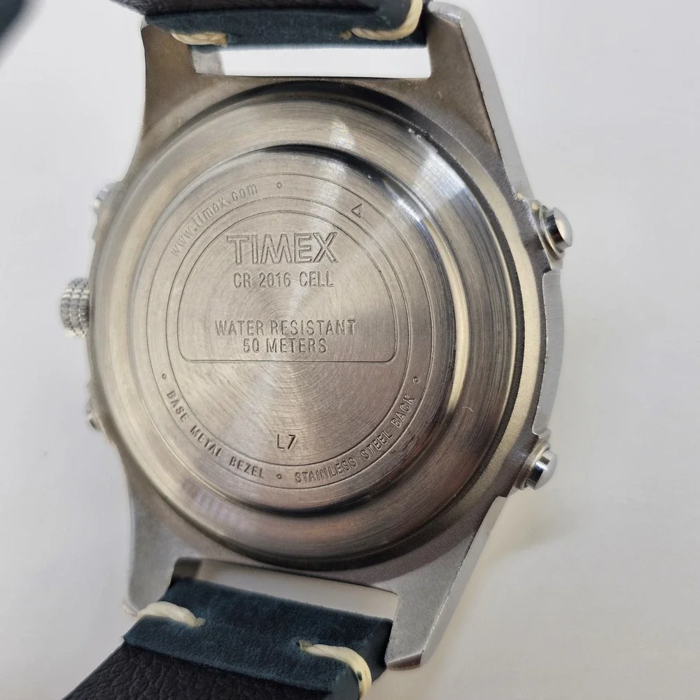 VTG Timex Expedition Ana-Dig Men's Watch 38MM NEW Blue Leather Bands NEW Battery